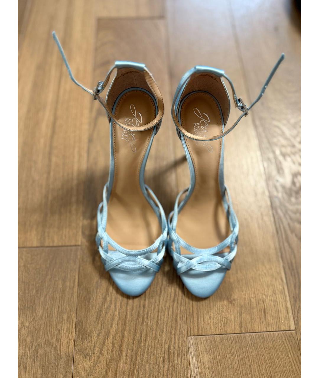 BADGLEY MISCHKA Голубые текстильные босоножки, фото 2