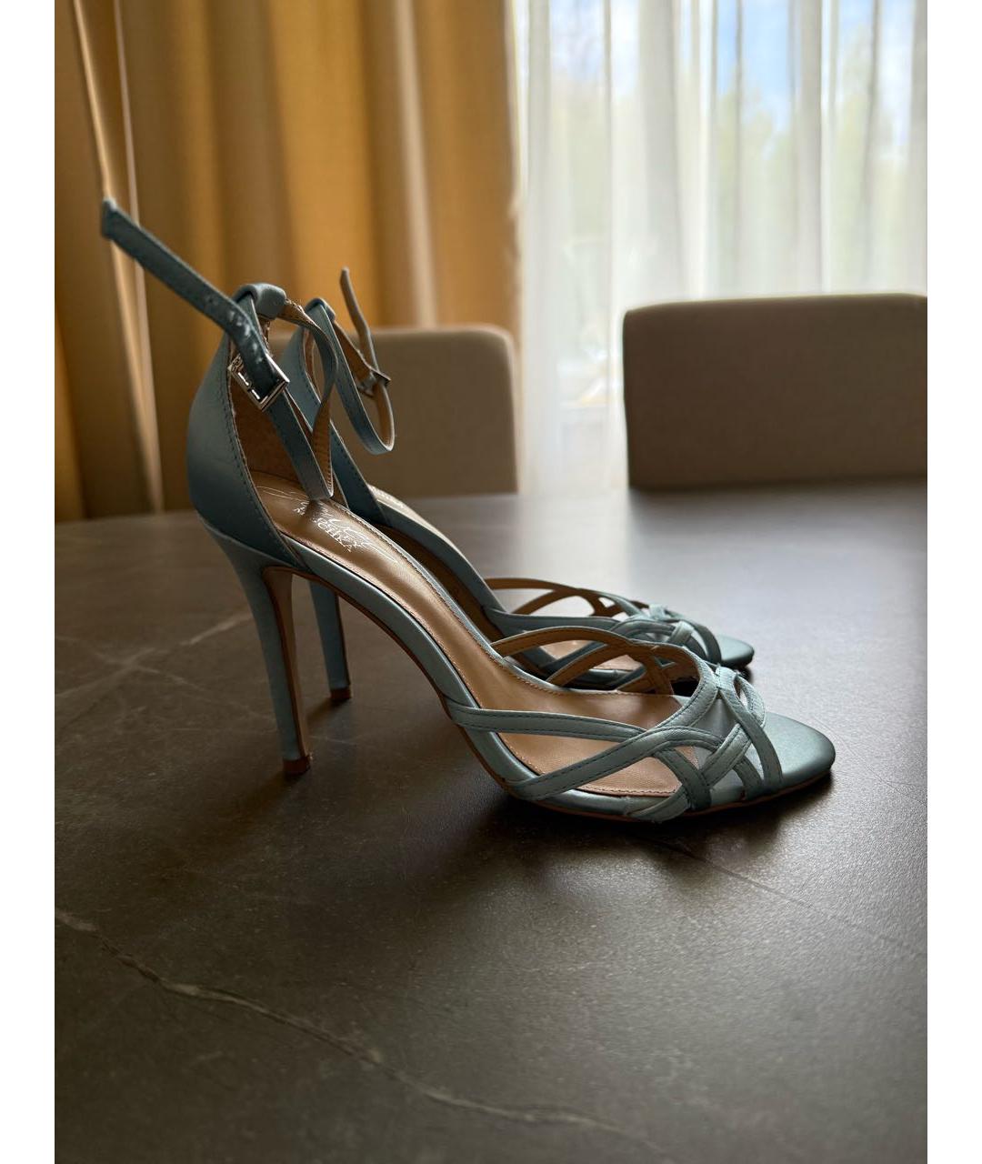 BADGLEY MISCHKA Голубые текстильные босоножки, фото 5