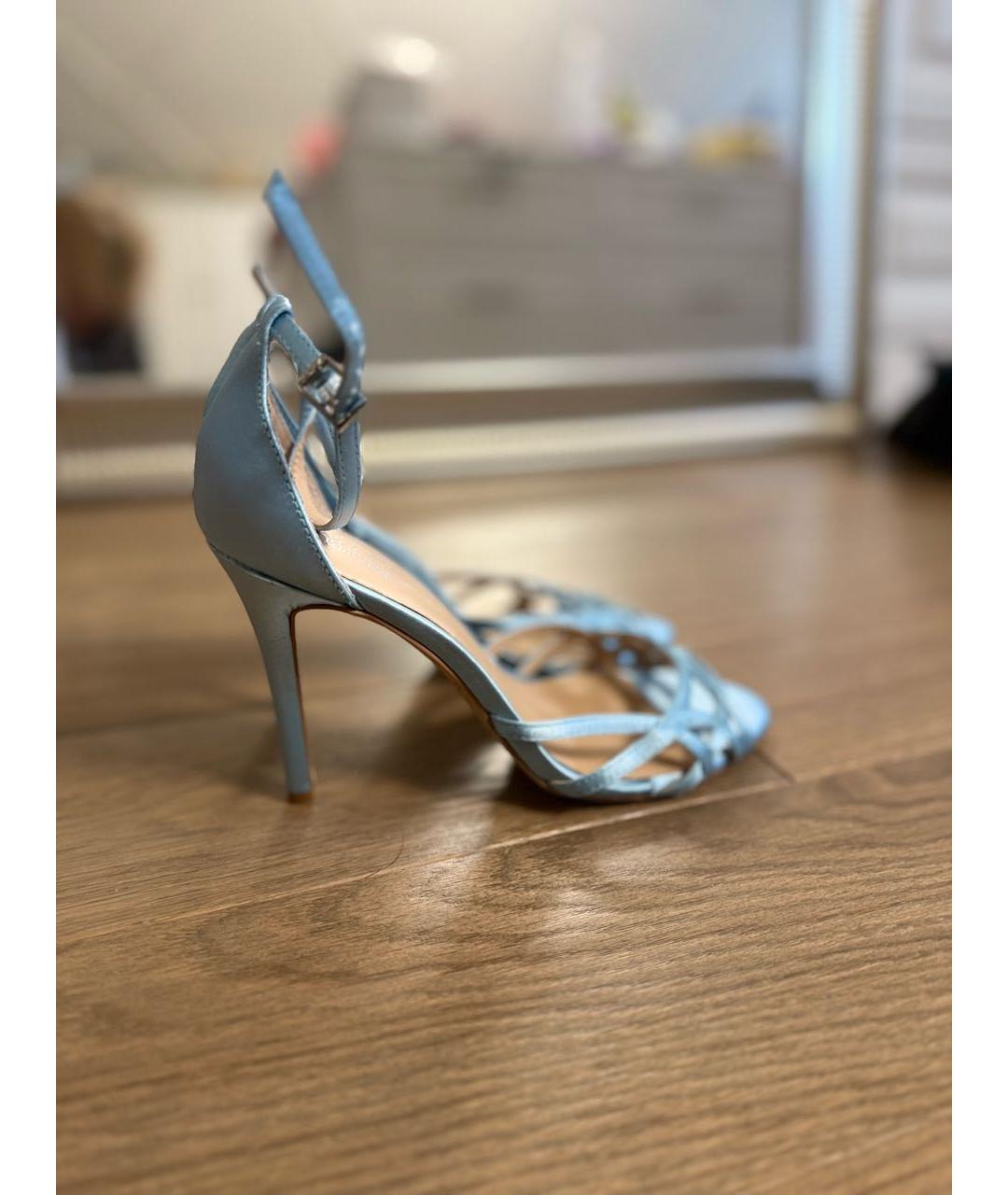 BADGLEY MISCHKA Голубые текстильные босоножки, фото 7