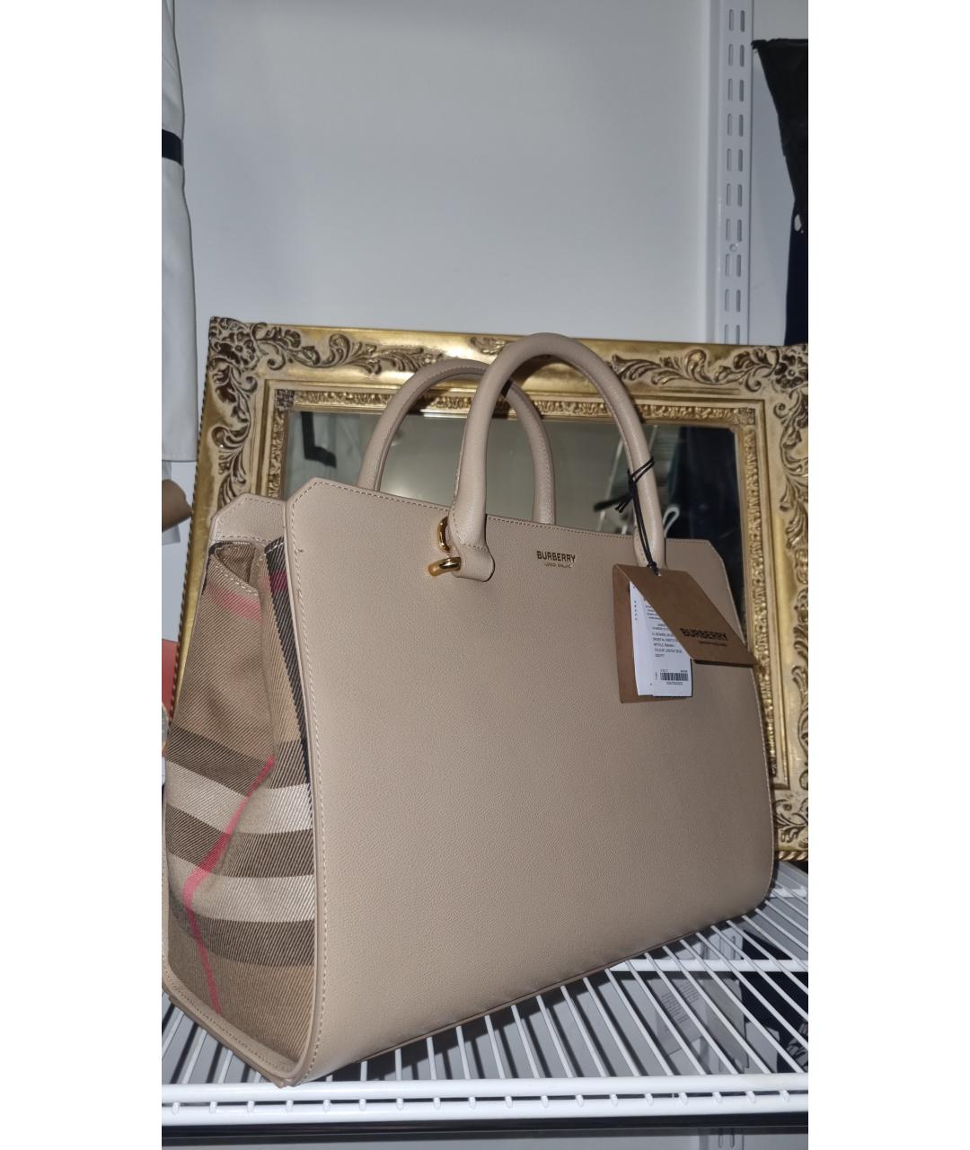 BURBERRY Бежевая кожаная сумка тоут, фото 2