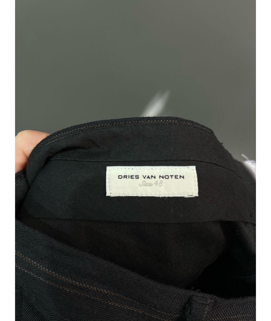 DRIES VAN NOTEN Черные шерстяные повседневные брюки, фото 3