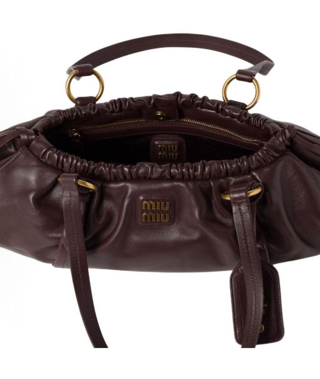 MIU MIU Коричневая кожаная сумка с короткими ручками, фото 5