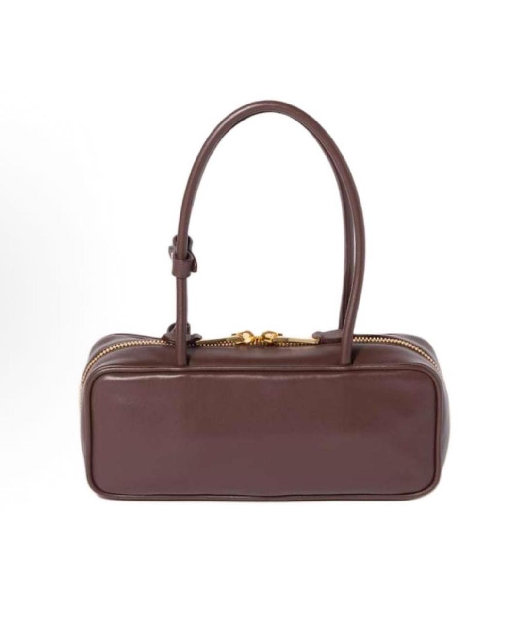 MIU MIU Коричневая кожаная сумка с короткими ручками, фото 3