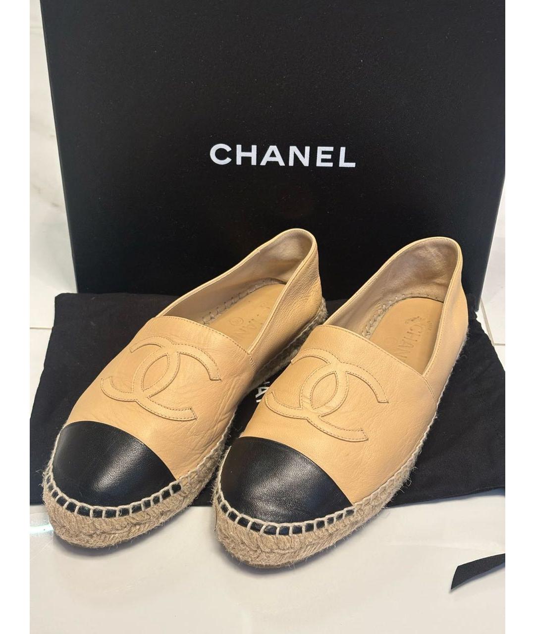 CHANEL Бежевые кожаные эспадрильи, фото 4