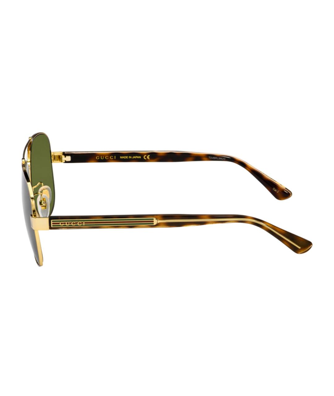 GUCCI Золотые металлические солнцезащитные очки, фото 3