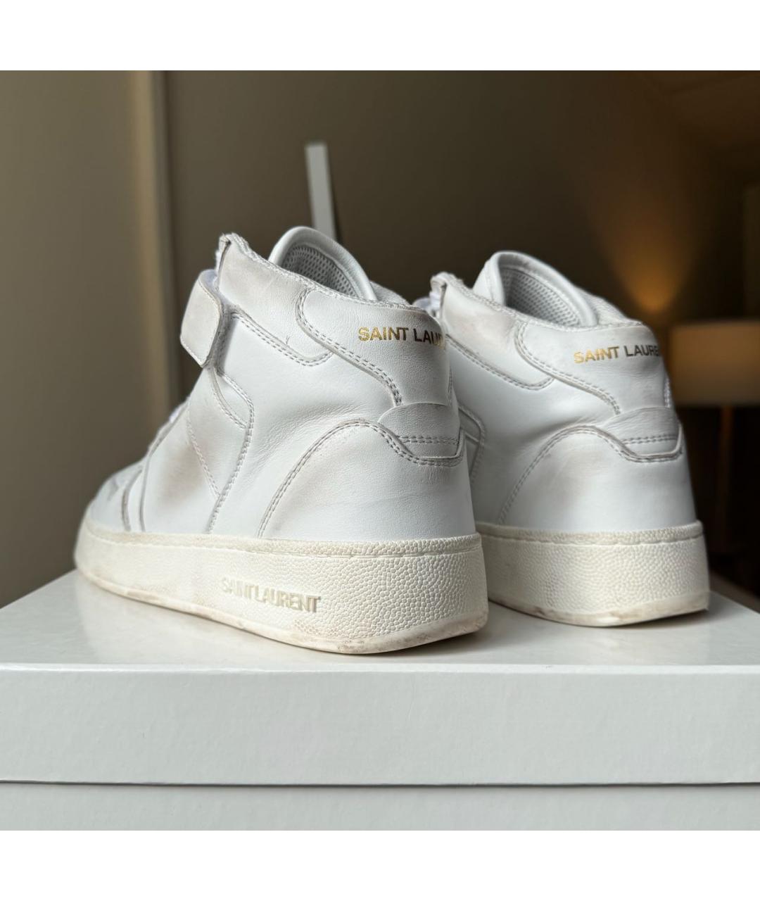 SAINT LAURENT Белые кожаные кеды, фото 4