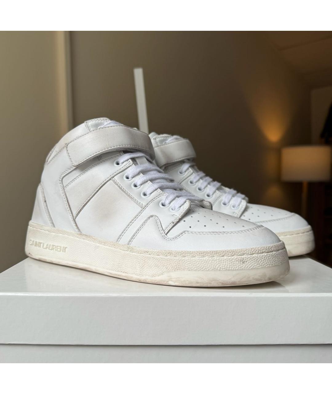 SAINT LAURENT Белые кожаные кеды, фото 2