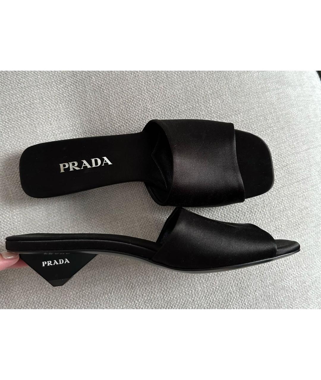 PRADA Черные текстильные мюли, фото 8