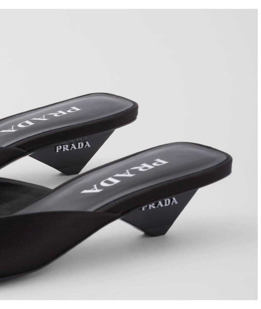PRADA Черные текстильные мюли, фото 6