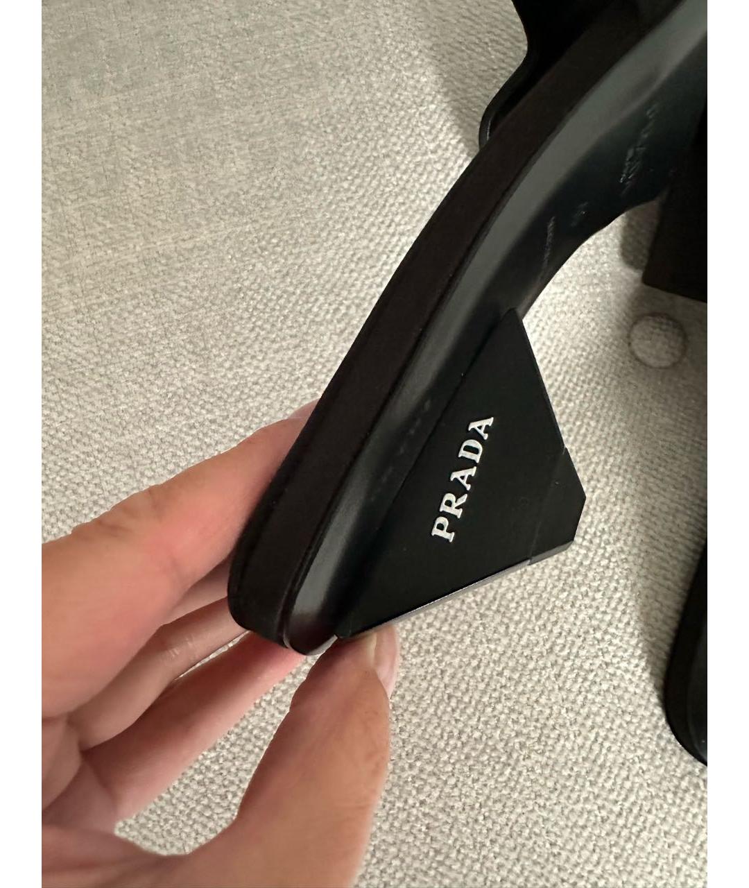 PRADA Черные текстильные мюли, фото 3