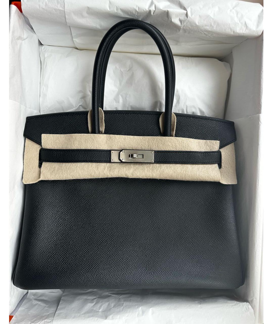 HERMES Черная кожаная сумка с короткими ручками, фото 9