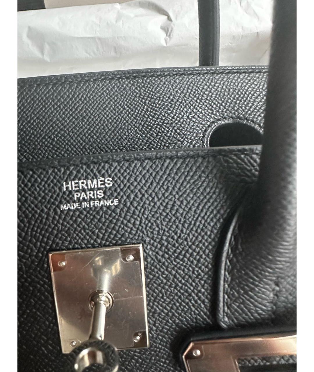 HERMES Черная кожаная сумка с короткими ручками, фото 7