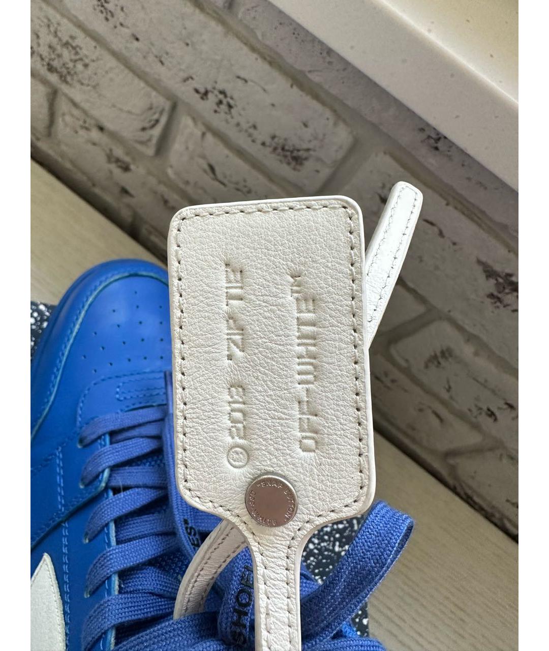 OFF-WHITE Синие кожаные низкие кроссовки / кеды, фото 6