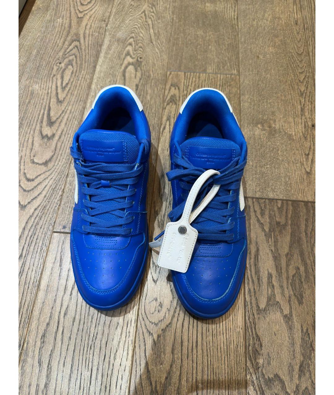 OFF-WHITE Синие кожаные низкие кроссовки / кеды, фото 2