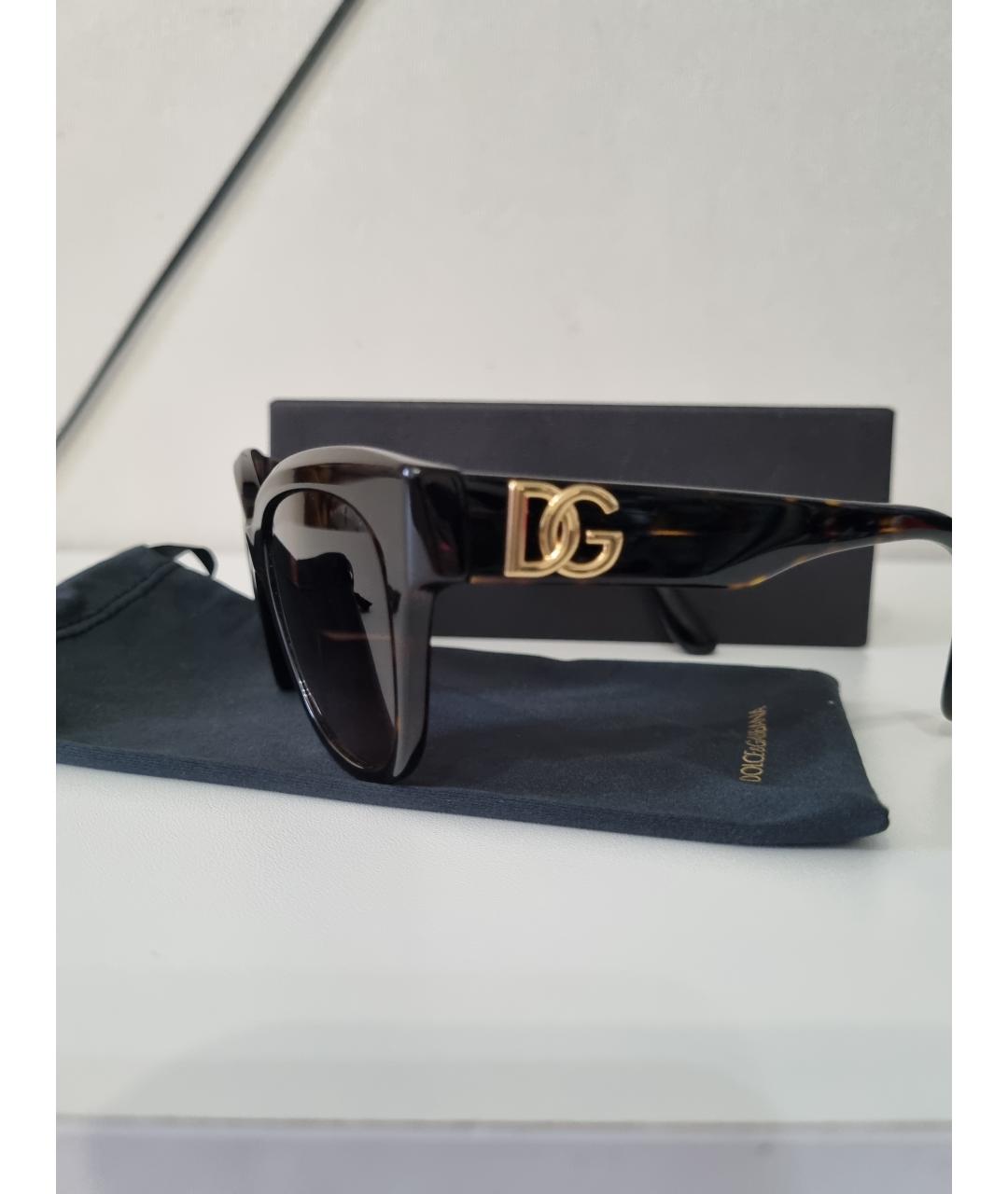 DOLCE&GABBANA Коричневые пластиковые солнцезащитные очки, фото 3