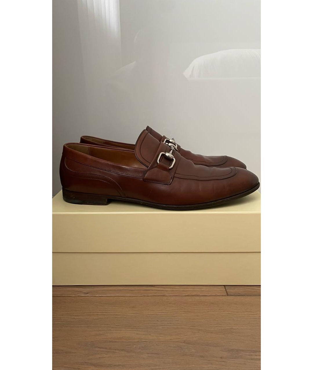 GUCCI Коричневые кожаные лоферы, фото 9