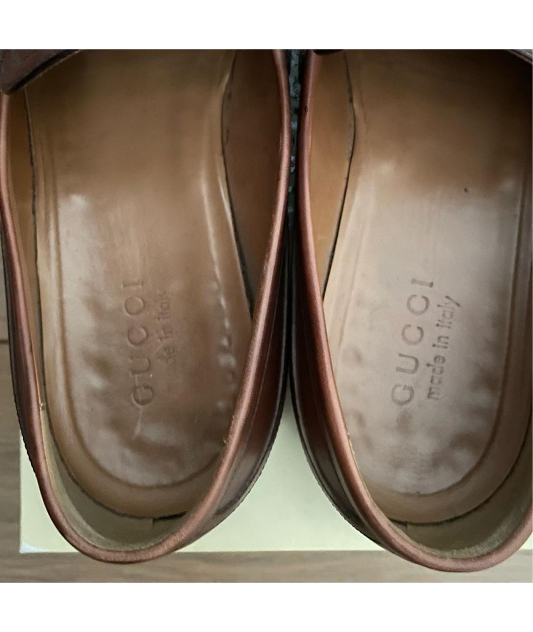 GUCCI Коричневые кожаные лоферы, фото 6