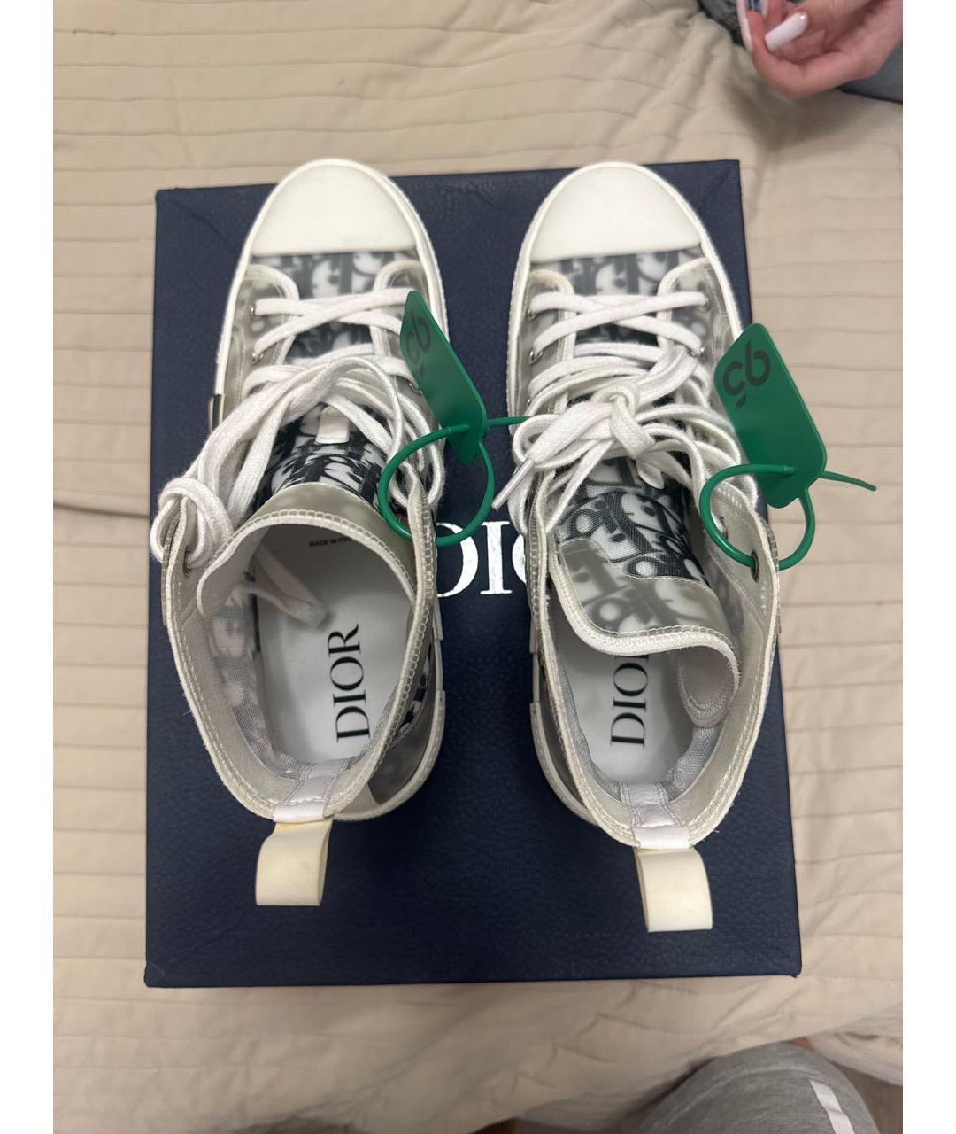 CHRISTIAN DIOR Белые текстильные высокие кроссовки / кеды, фото 3