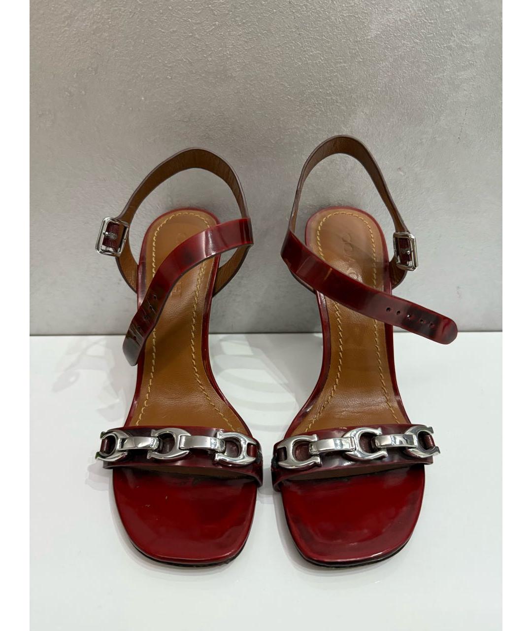 COACH Бордовые босоножки из лакированной кожи, фото 3