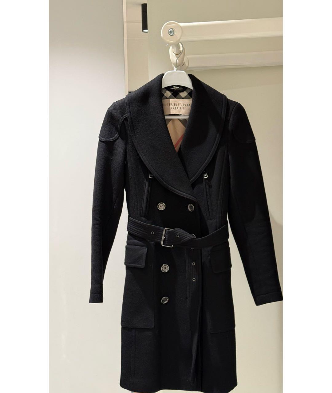 BURBERRY BRIT Черное шерстяное пальто, фото 5