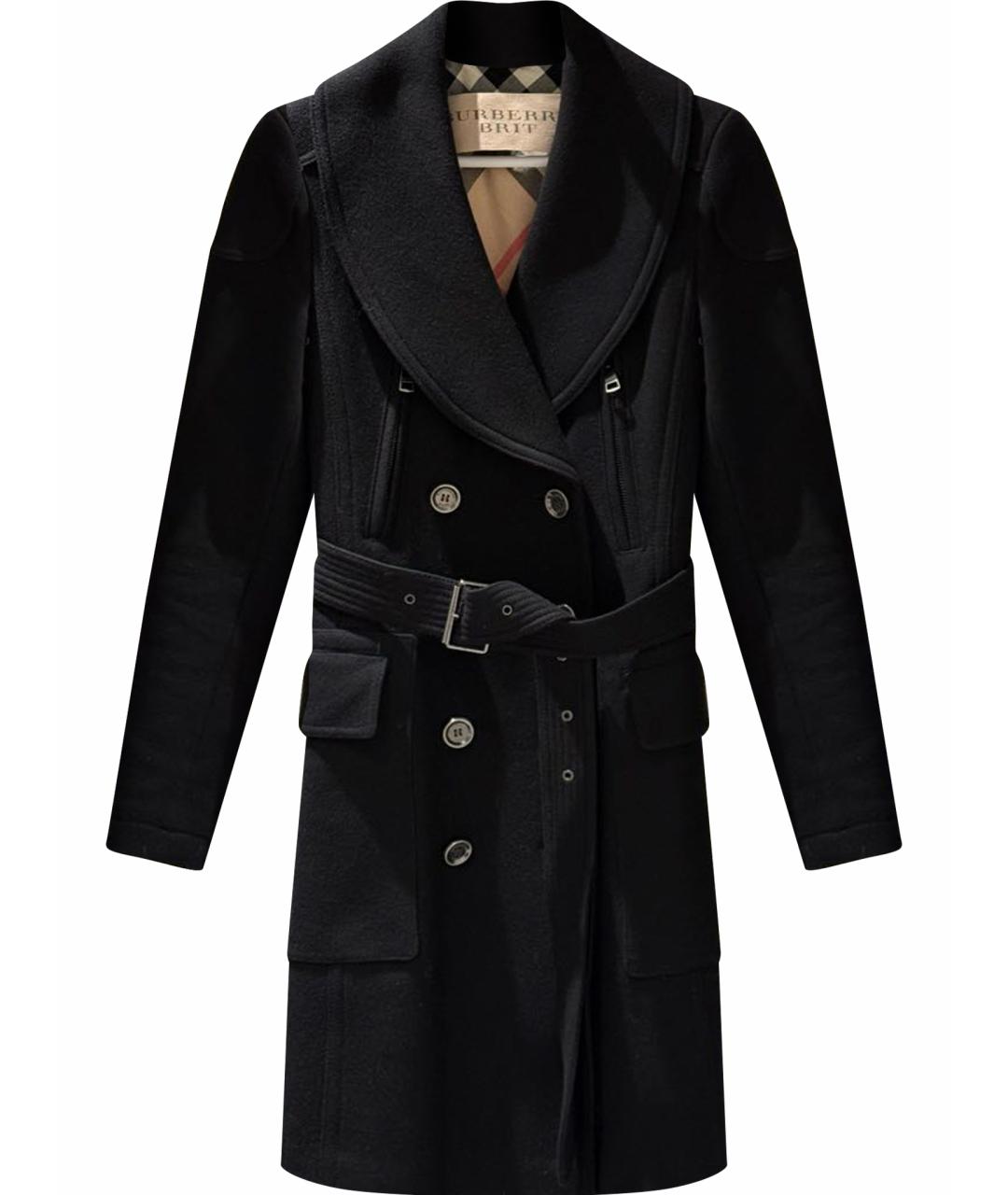 BURBERRY BRIT Черное шерстяное пальто, фото 1