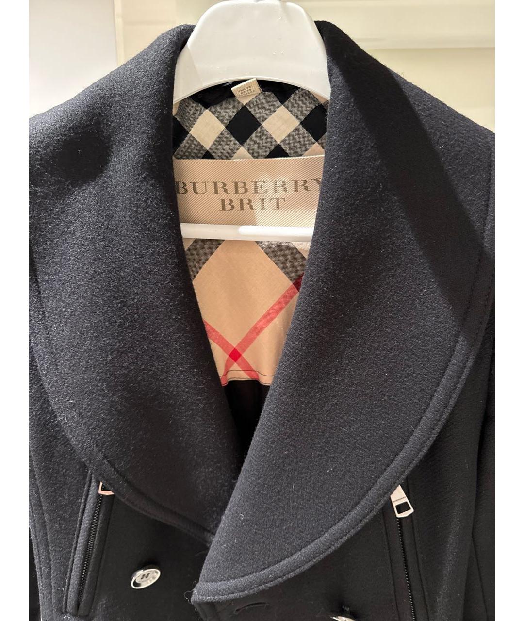 BURBERRY BRIT Черное шерстяное пальто, фото 3
