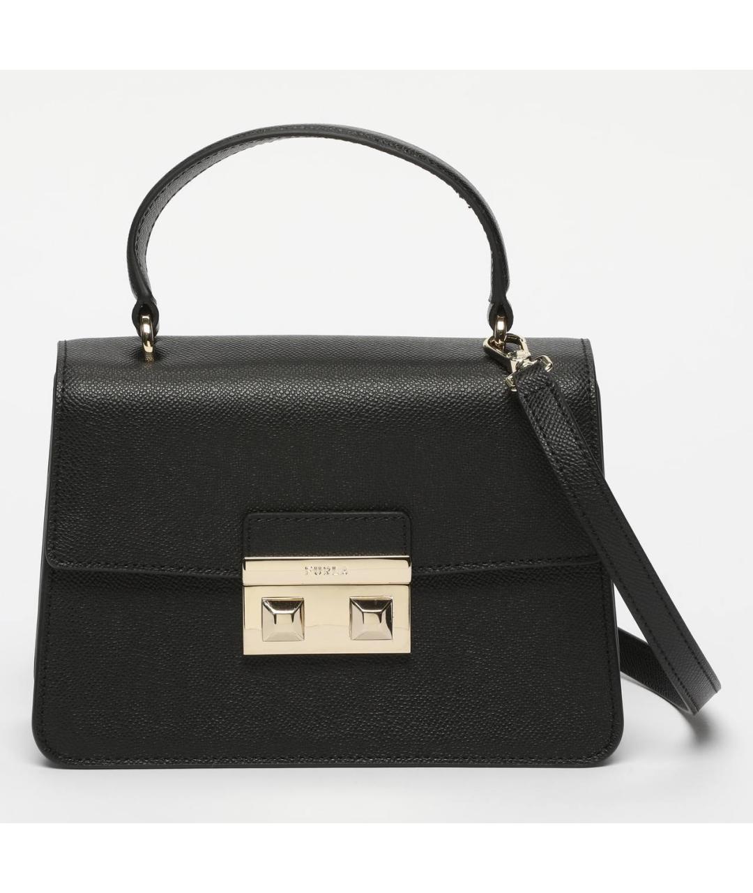 FURLA Черная кожаная сумка с короткими ручками, фото 8
