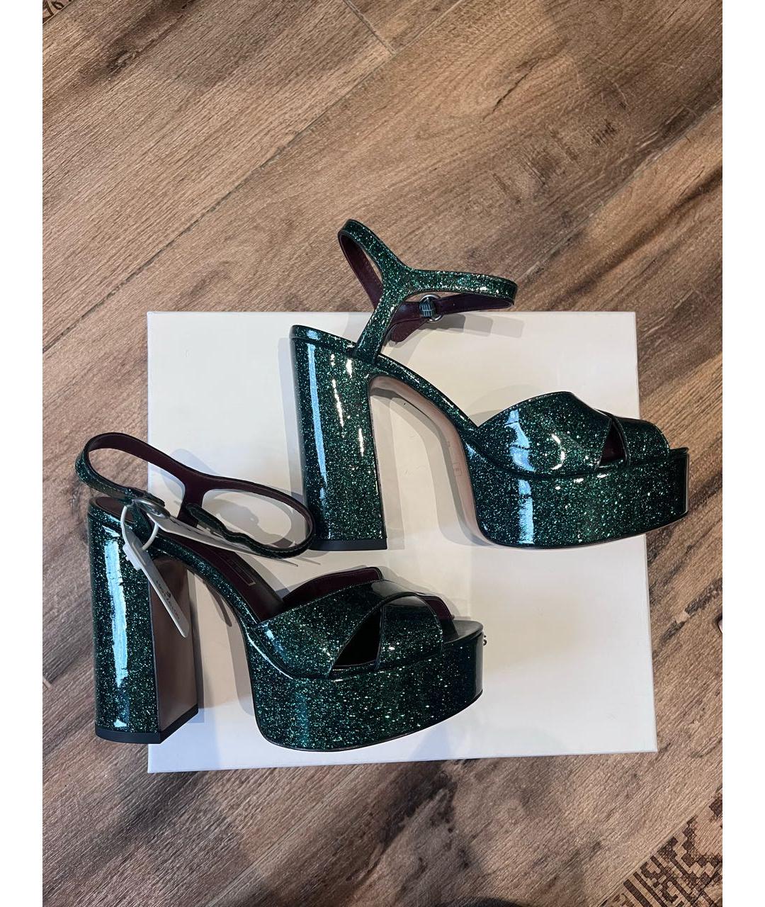 MARC JACOBS Зеленые босоножки из лакированной кожи, фото 6