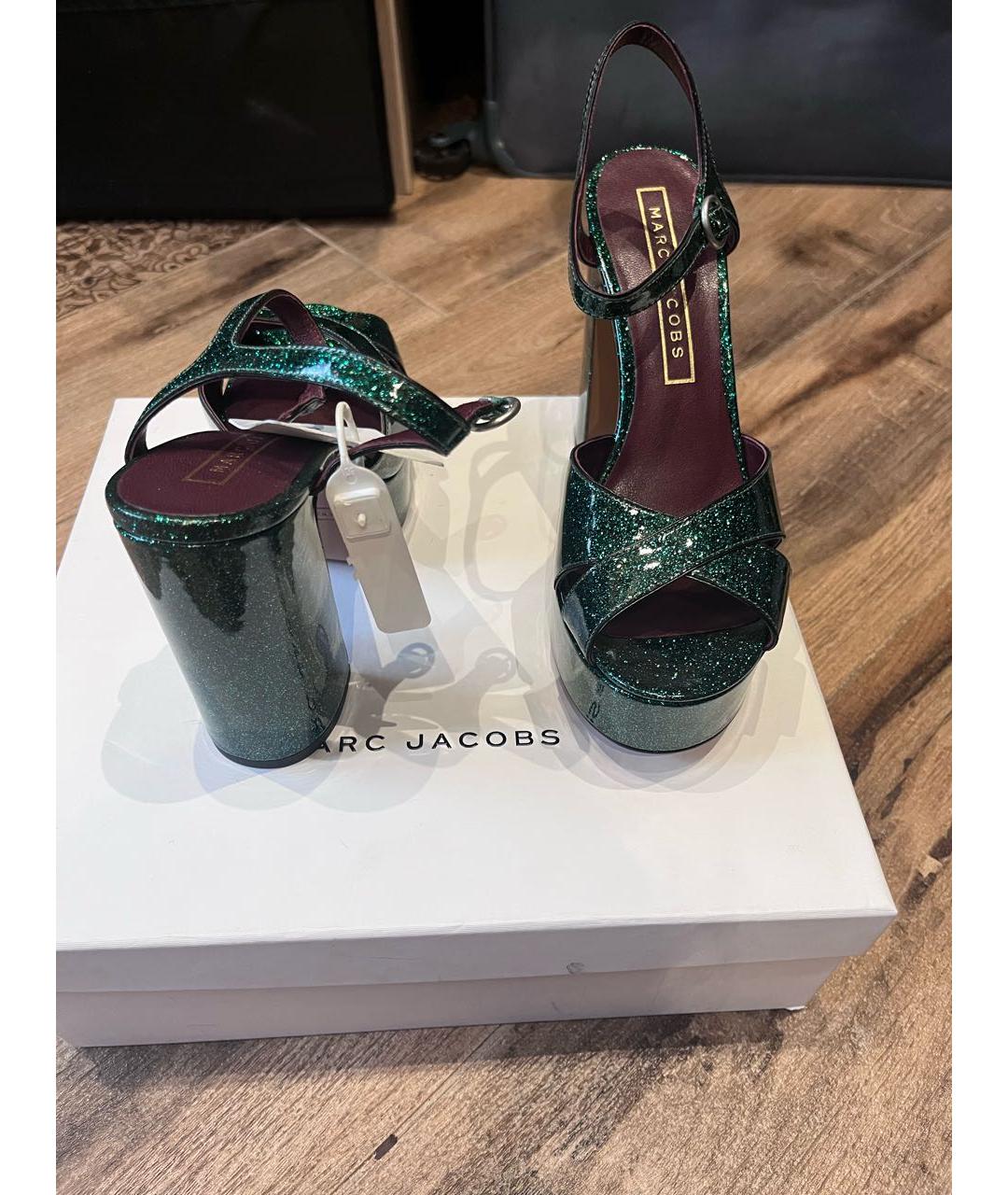 MARC JACOBS Зеленые босоножки из лакированной кожи, фото 4