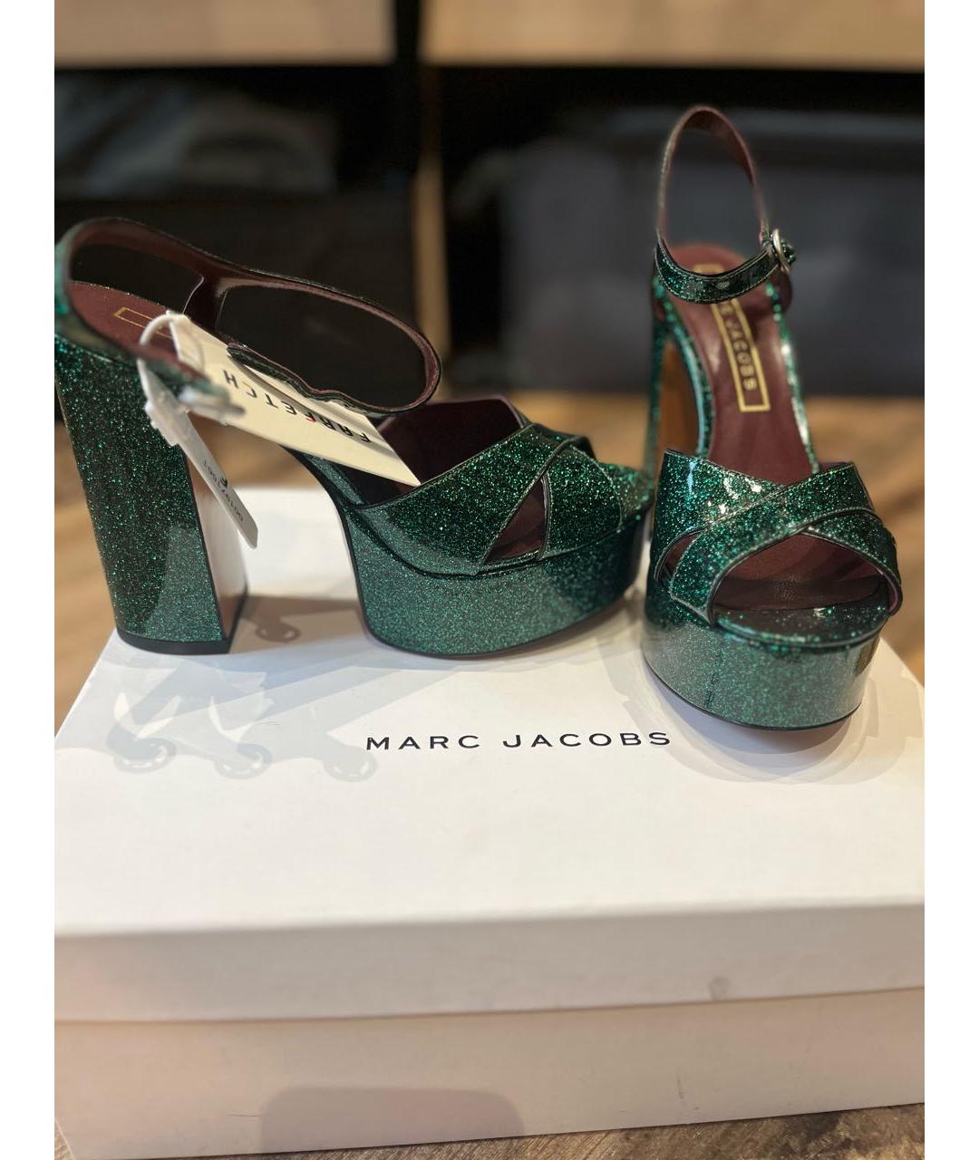 MARC JACOBS Зеленые босоножки из лакированной кожи, фото 3