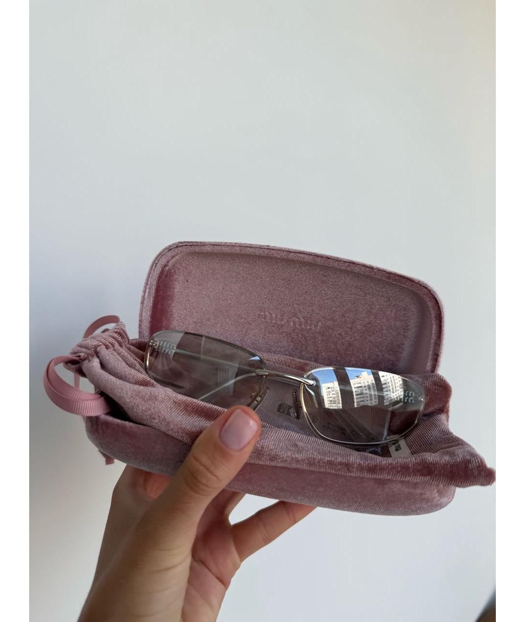 MIU MIU Белые металлические солнцезащитные очки, фото 5