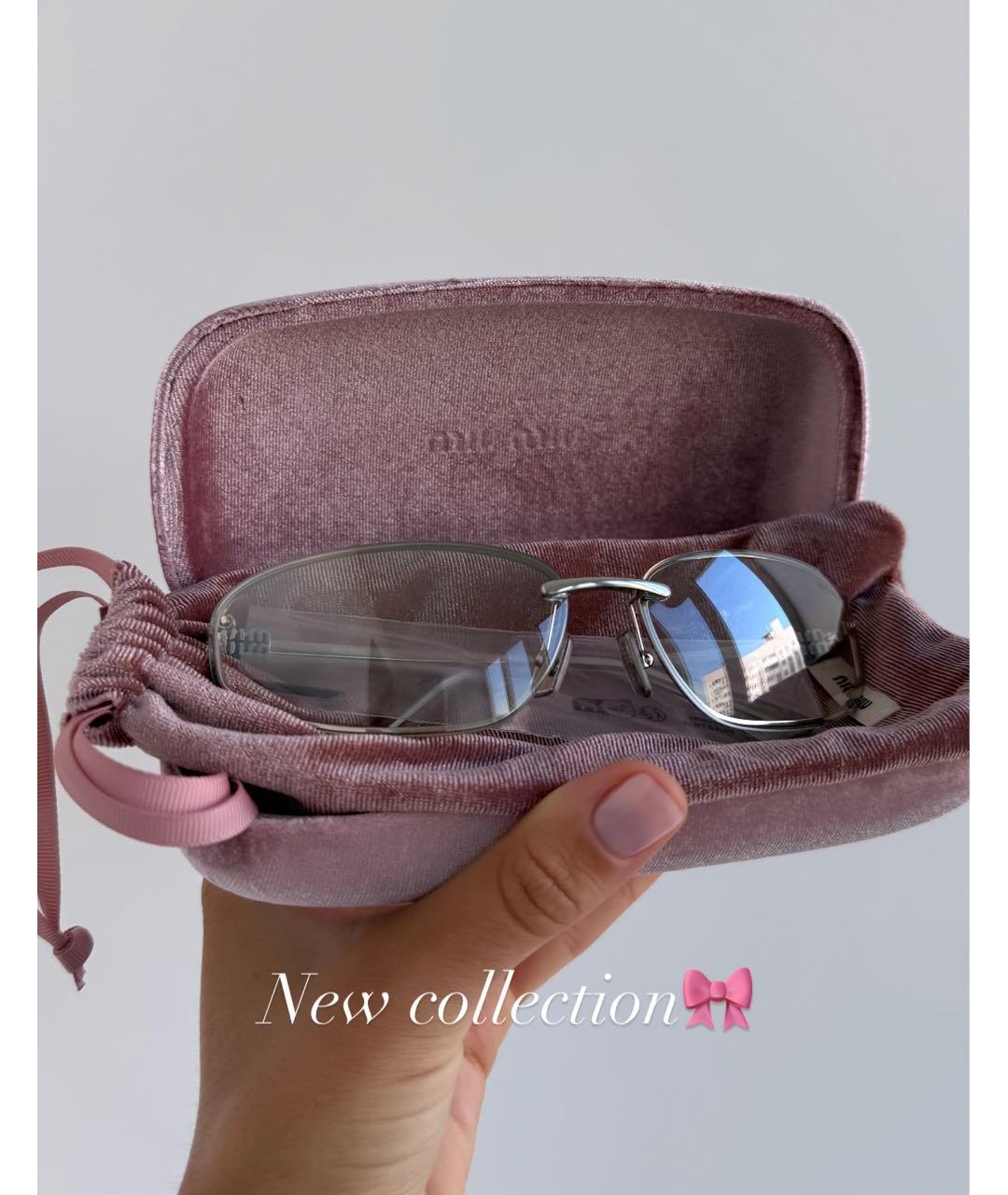 MIU MIU Белые металлические солнцезащитные очки, фото 4