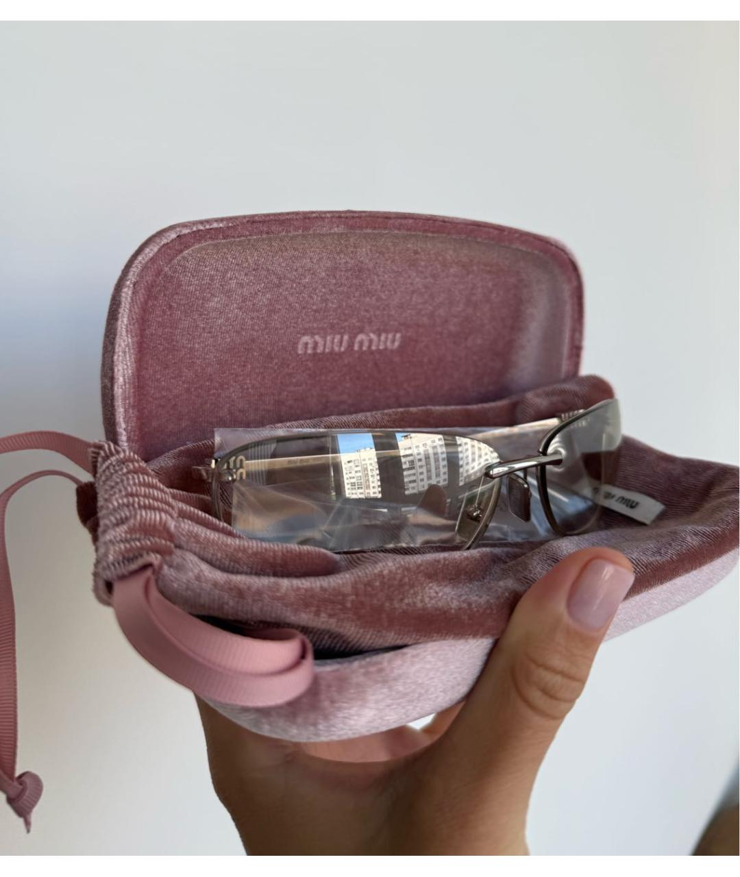 MIU MIU Белые металлические солнцезащитные очки, фото 6