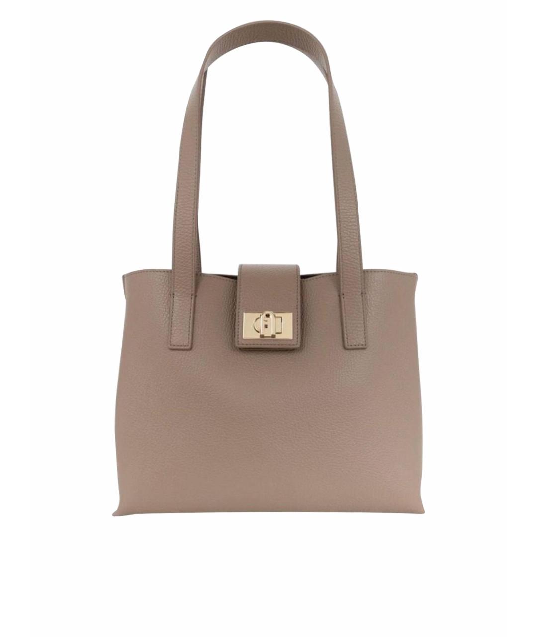 FURLA Бежевая кожаная сумка тоут, фото 1