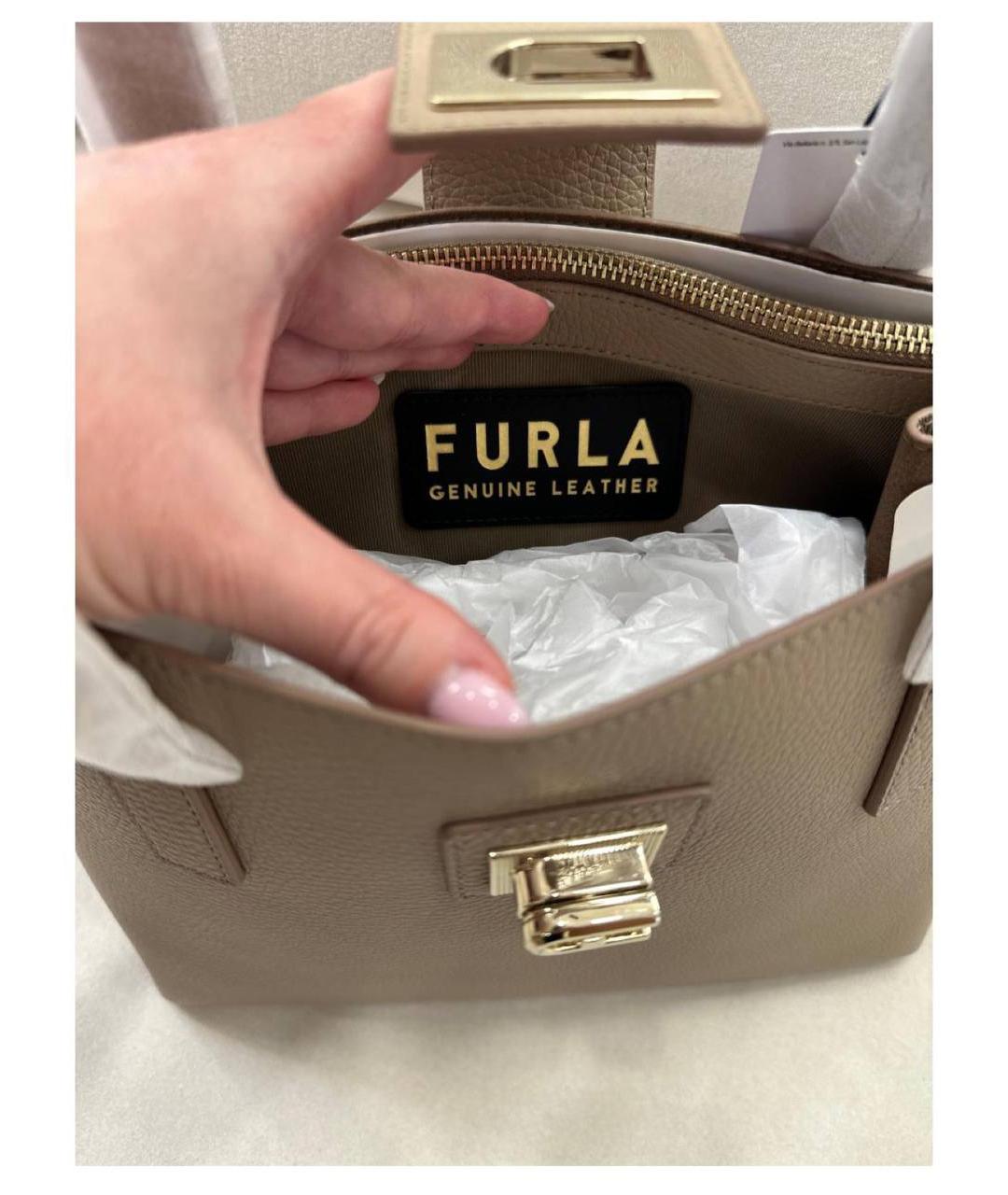 FURLA Бежевая кожаная сумка тоут, фото 7