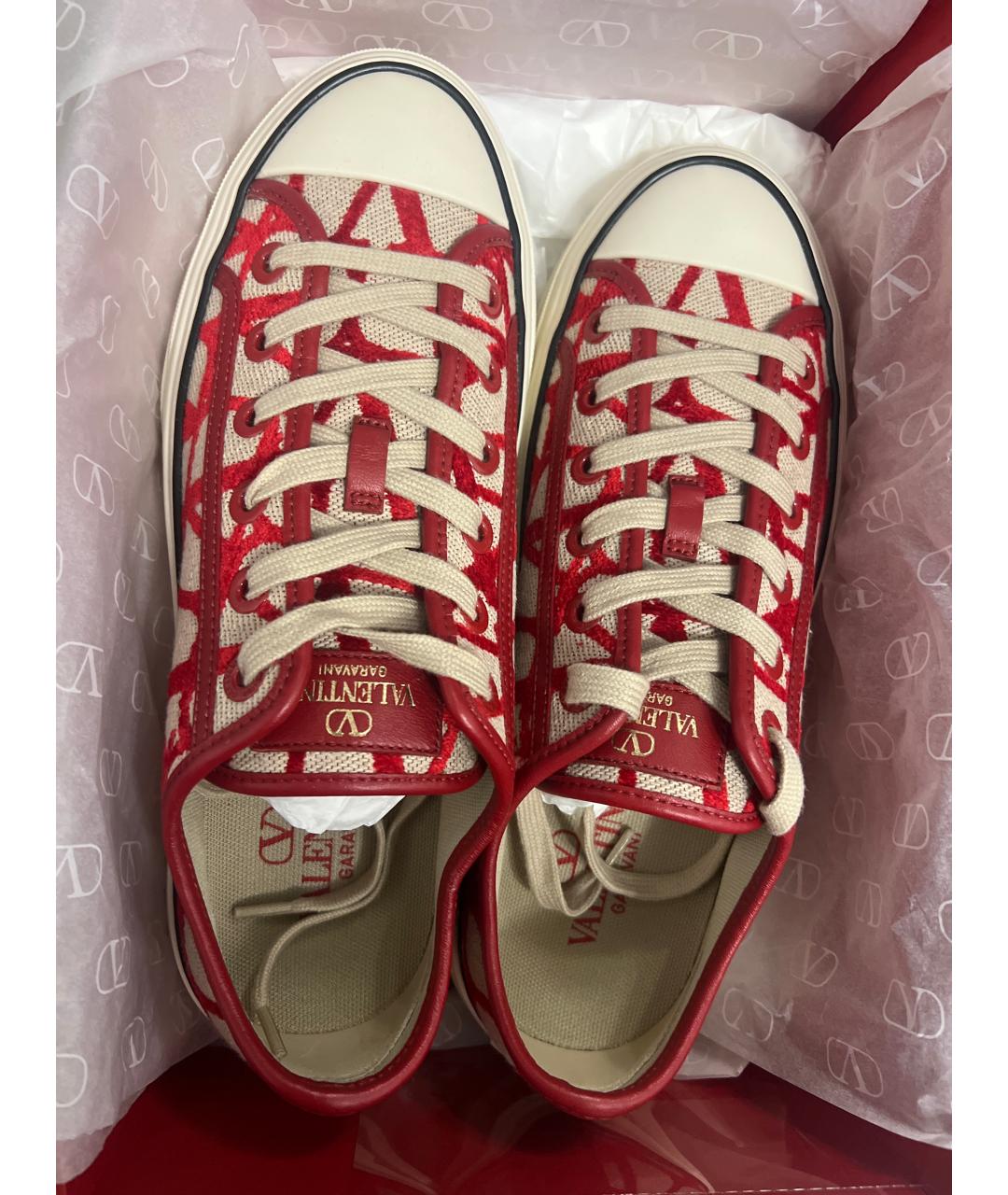 VALENTINO Красные текстильные кеды, фото 3