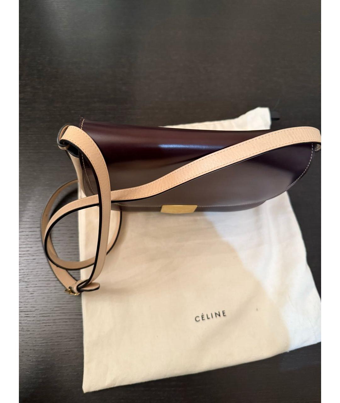 CELINE Бордовая кожаная сумка через плечо, фото 2