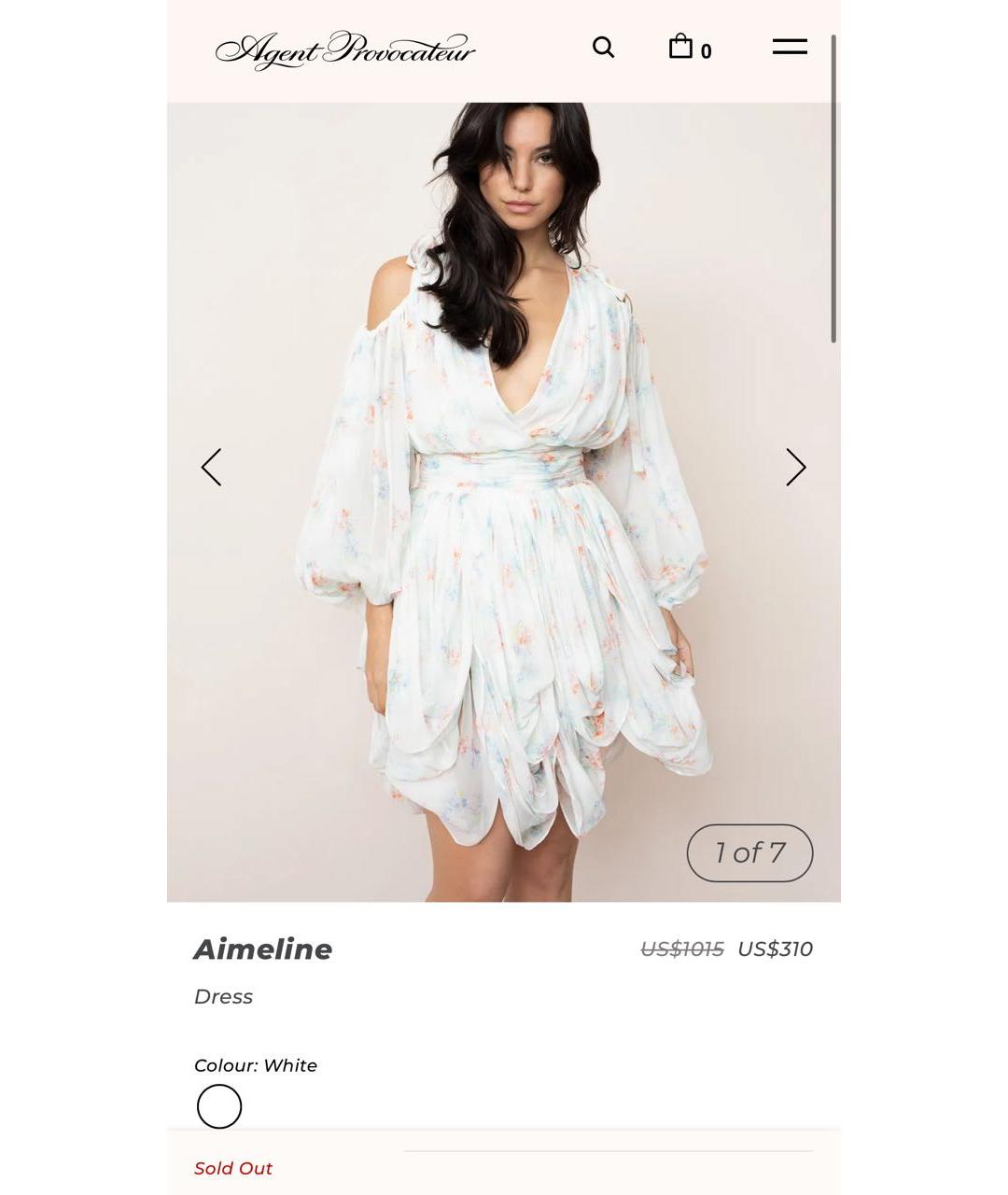 AGENT PROVOCATEUR Белое шелковое повседневное платье, фото 8