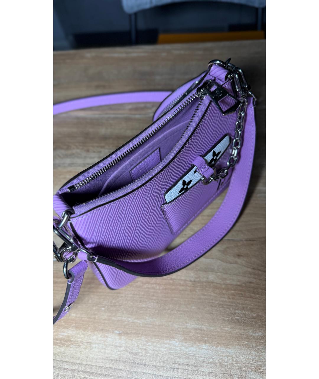 LOUIS VUITTON Фиолетовая кожаная сумка через плечо, фото 4