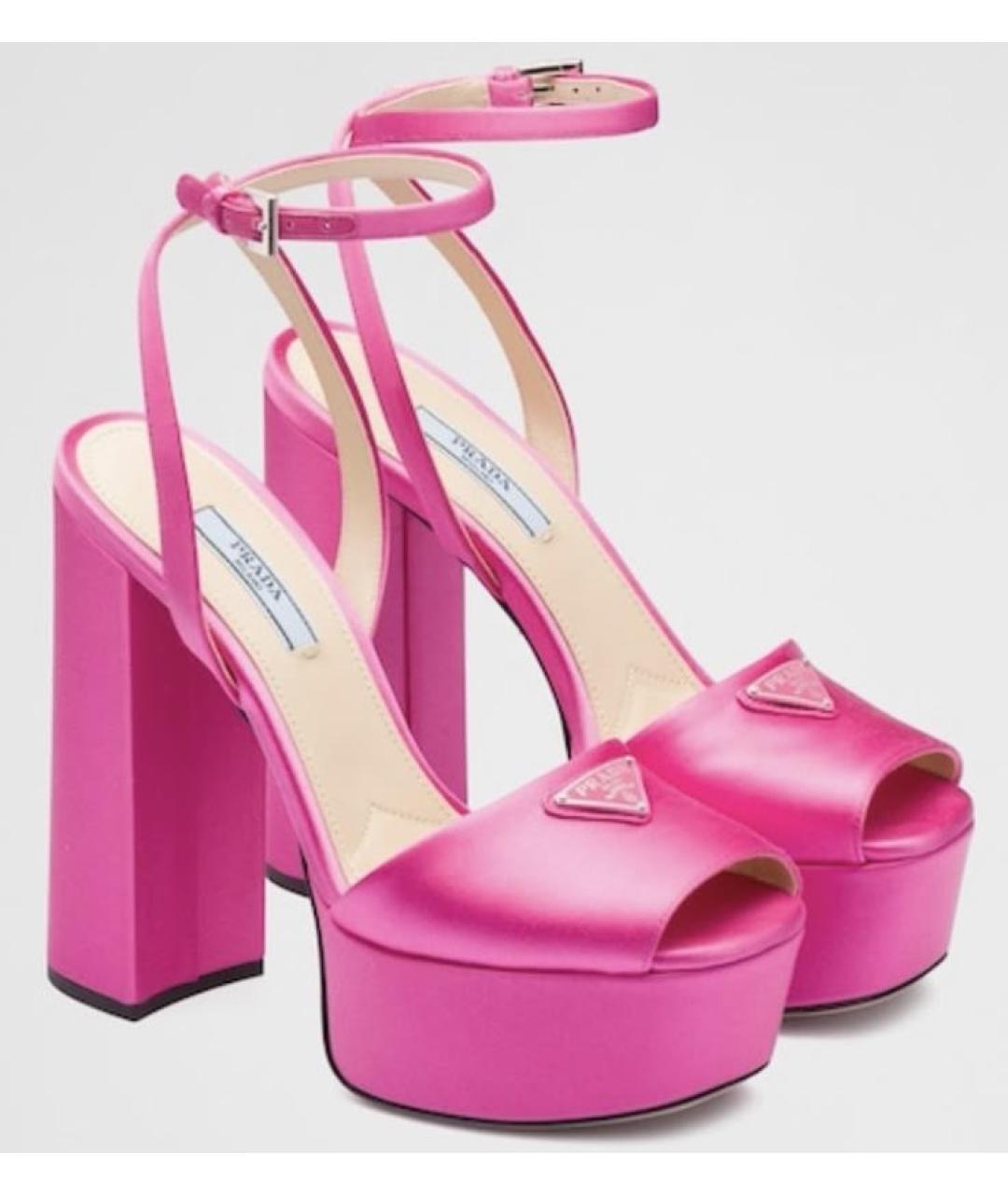 PRADA Розовые текстильные босоножки, фото 6