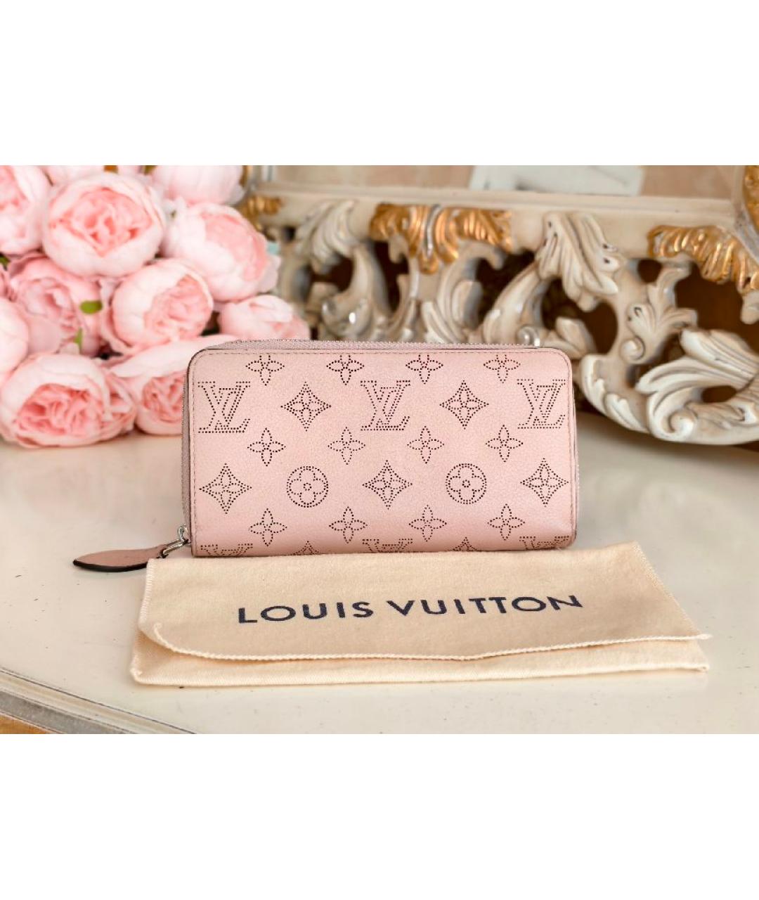 LOUIS VUITTON Розовый кожаный кошелек, фото 2