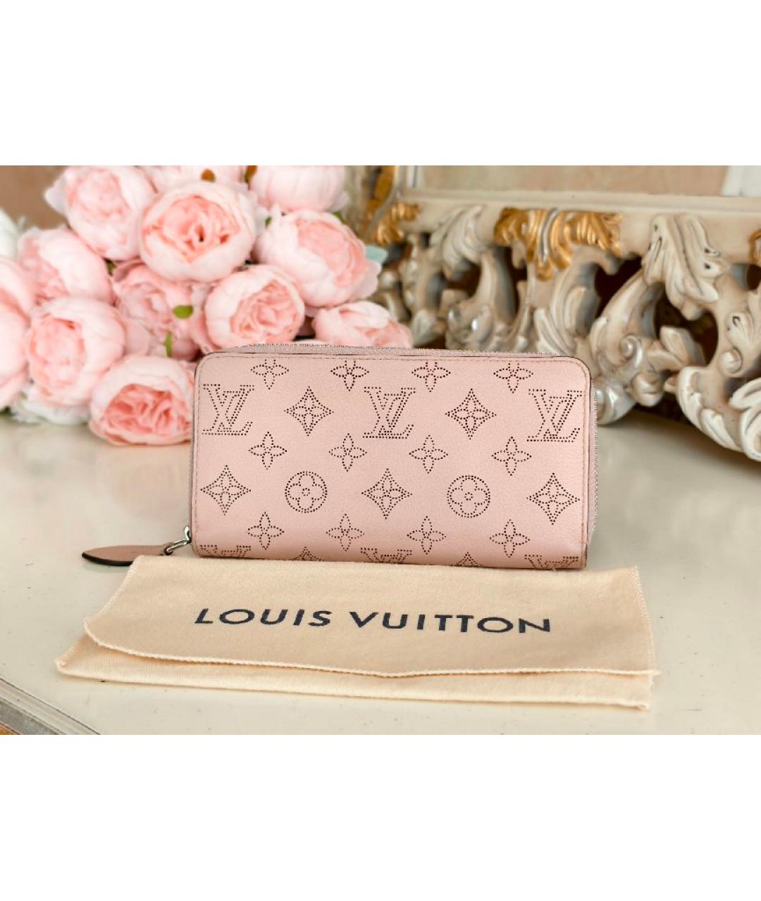LOUIS VUITTON Розовый кожаный кошелек, фото 7