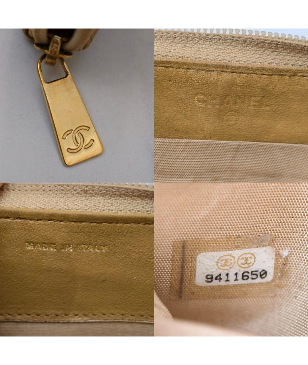 CHANEL Бежевый кожаный кошелек, фото 4