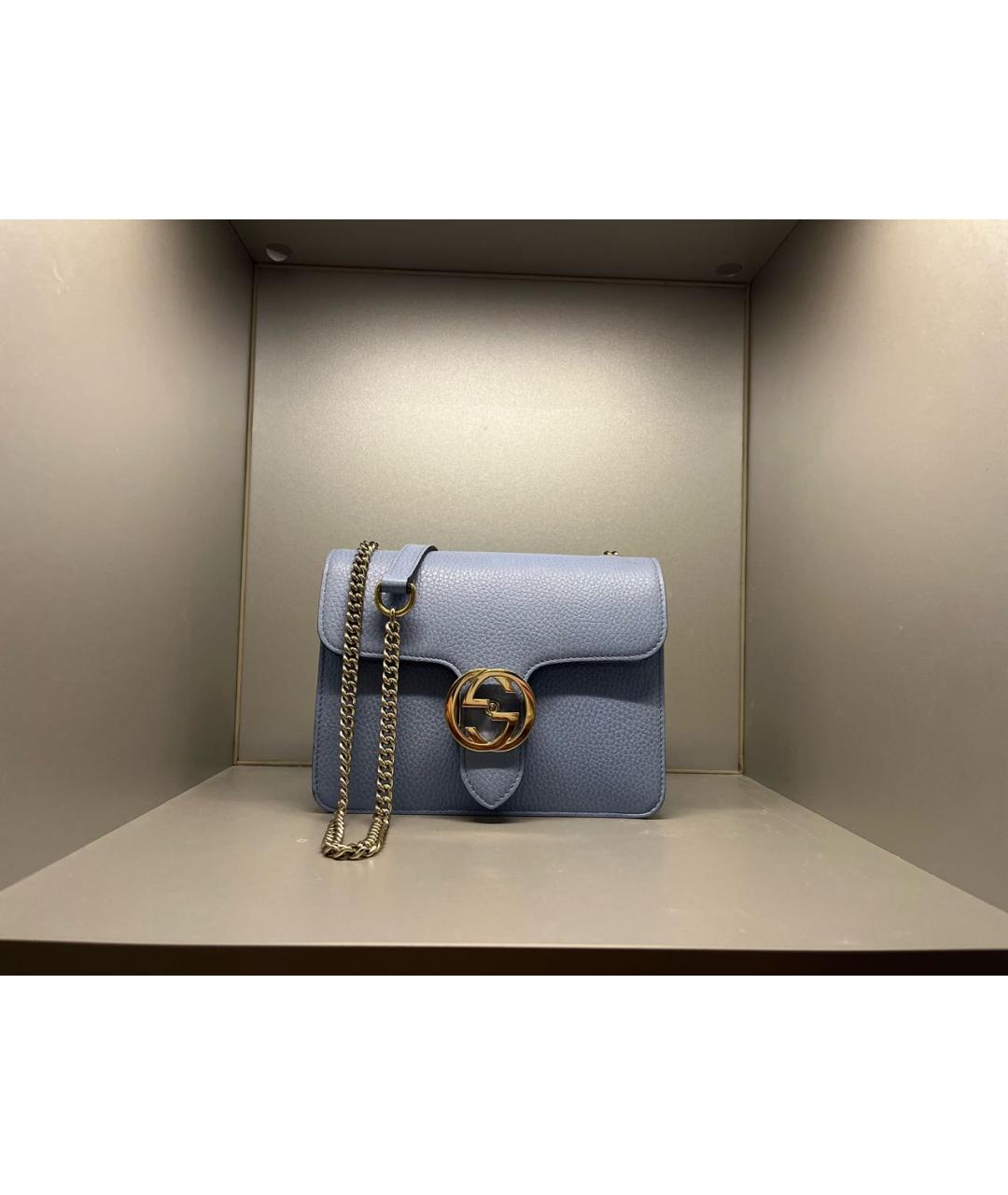 GUCCI Голубая кожаная сумка через плечо, фото 2