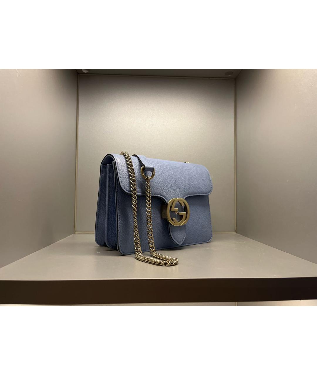 GUCCI Голубая кожаная сумка через плечо, фото 3