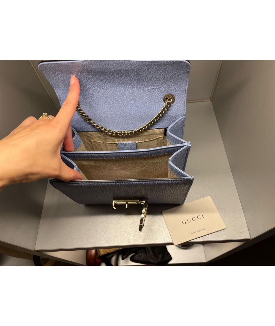 GUCCI Голубая кожаная сумка через плечо, фото 9