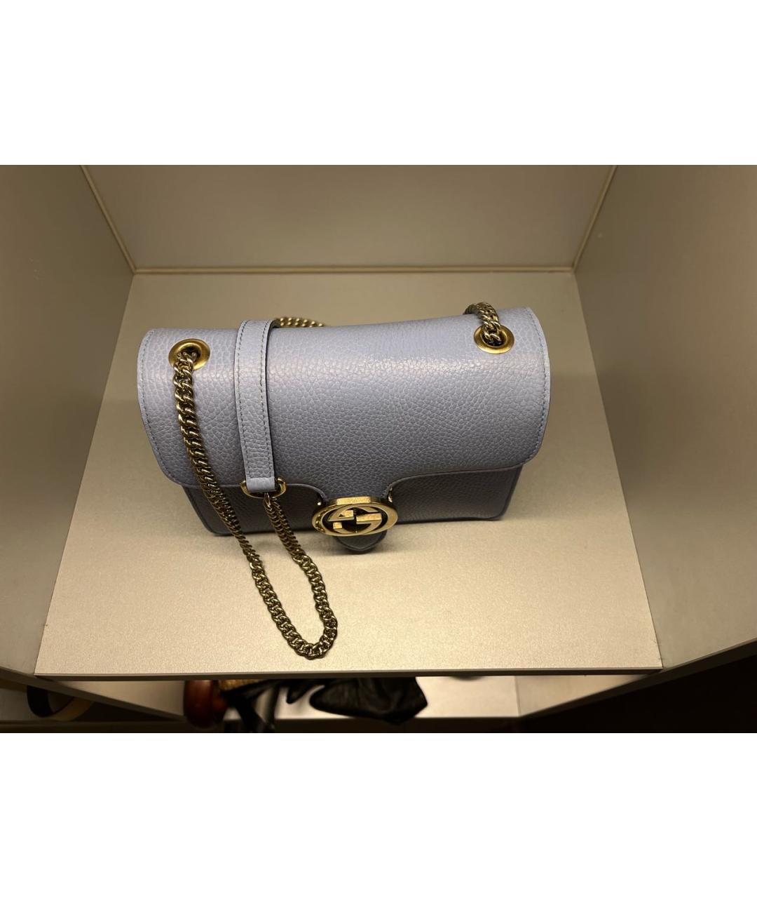 GUCCI Голубая кожаная сумка через плечо, фото 7