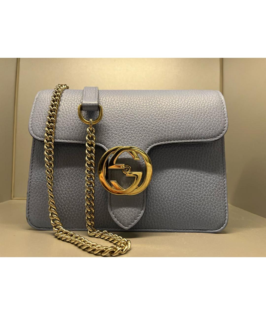 GUCCI Голубая кожаная сумка через плечо, фото 6