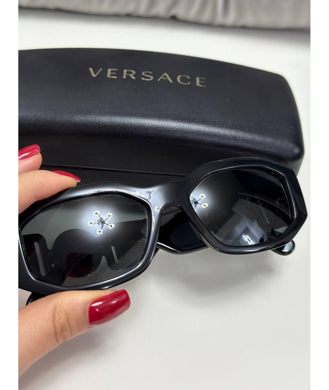VERSACE Черные пластиковые солнцезащитные очки, фото 7