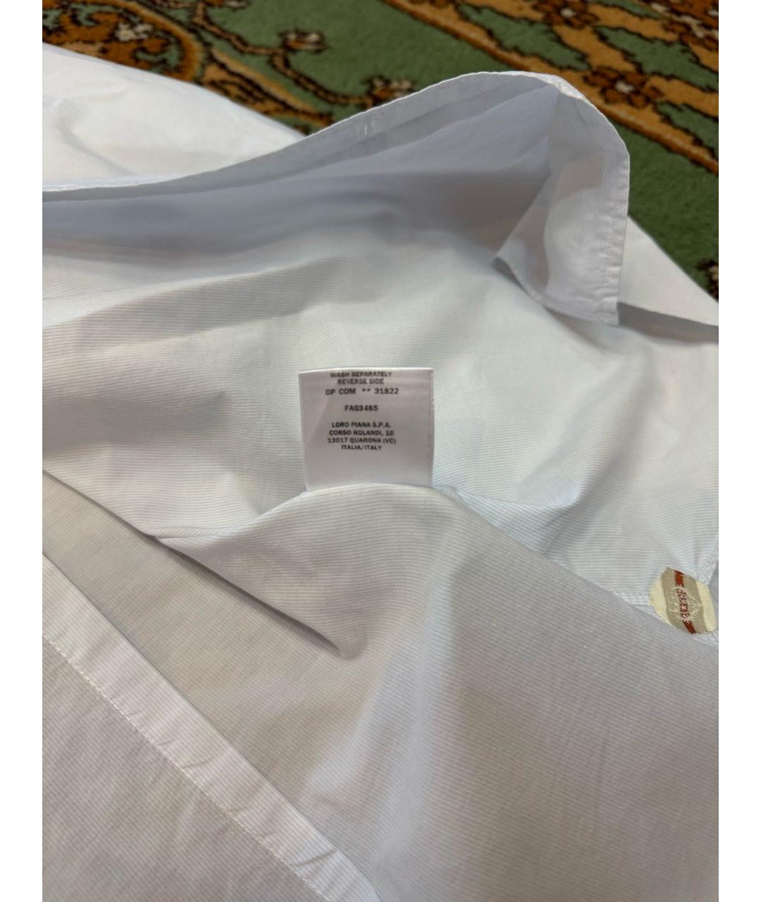 LORO PIANA Белая хлопковая классическая рубашка, фото 4